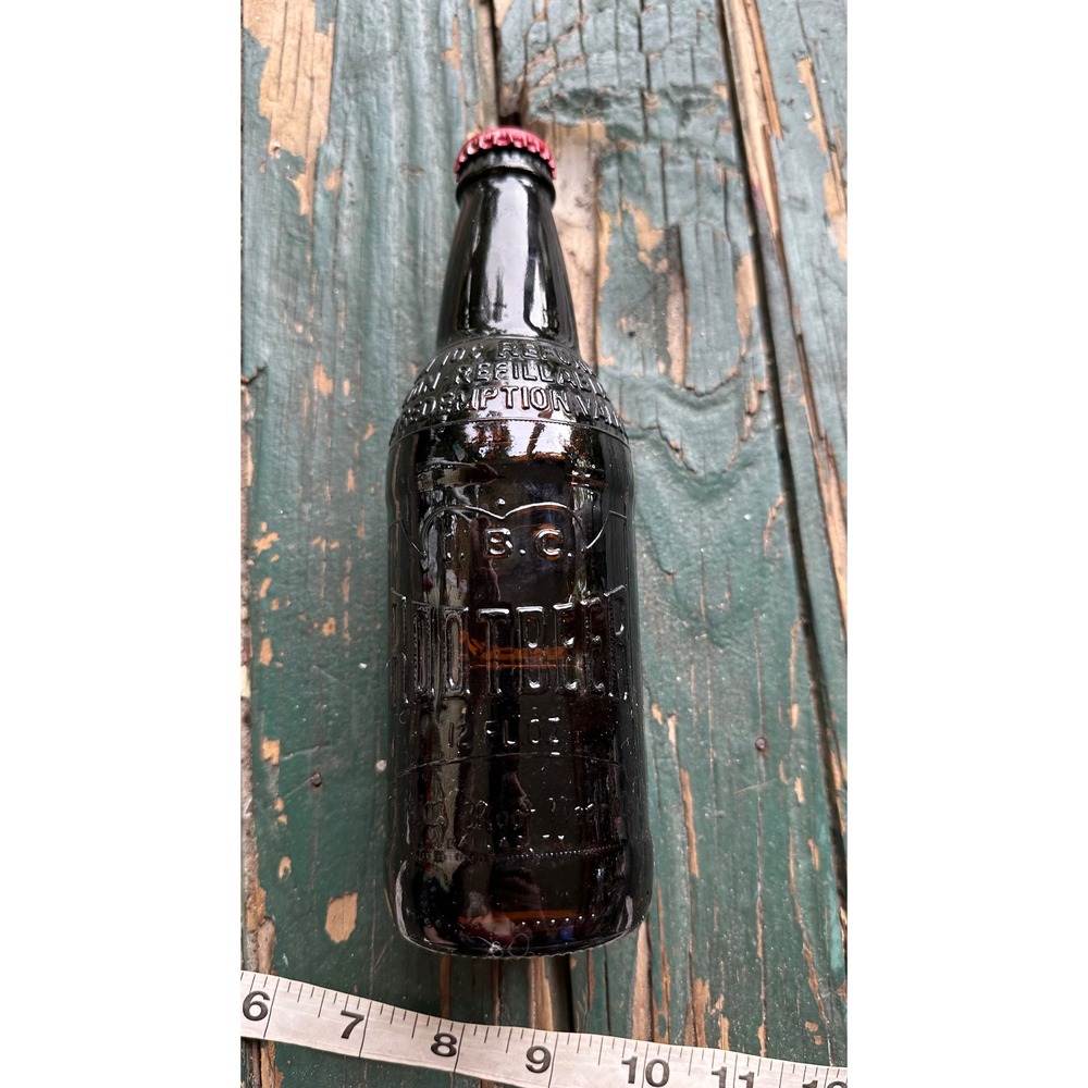 Vintage IBC Root Beer Amber Glass Bottle 12oz Embossed with Original Cap